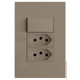 Conjunto 2 Tomadas 20A + 1 Interruptor Simples 4x2 - RECTA FENDI SATIN FOSCO